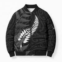 Personalised New Zealand Chur Bro Bomber Puffer Jacket Maori Koru With Silver Fern LT05 Unisex Black - Polynesian Pride