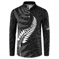 Personalised New Zealand Chur Bro Button Sweatshirt Maori Koru With Silver Fern LT05 Black - Polynesian Pride