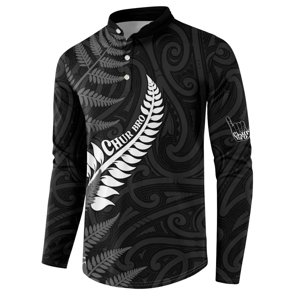 Personalised New Zealand Chur Bro Button Sweatshirt Maori Koru With Silver Fern LT05 - Polynesian Pride