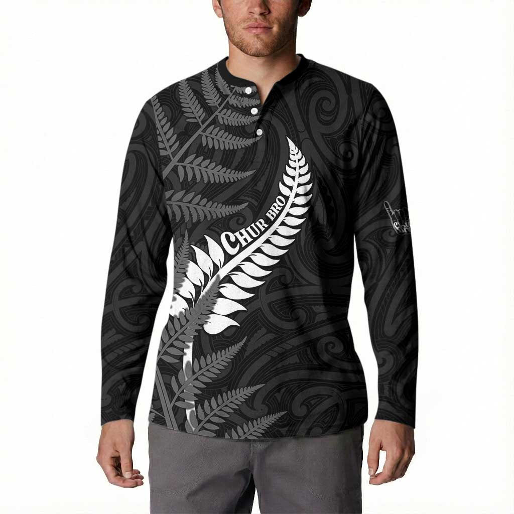 Personalised New Zealand Chur Bro Button Sweatshirt Maori Koru With Silver Fern LT05 - Polynesian Pride