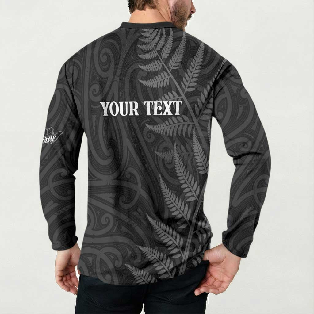 Personalised New Zealand Chur Bro Button Sweatshirt Maori Koru With Silver Fern LT05 - Polynesian Pride