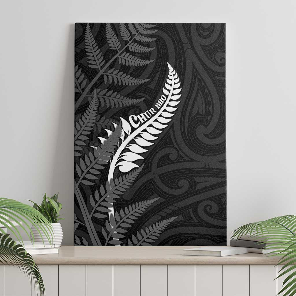 New Zealand Chur Bro Canvas Wall Art Maori Koru With Silver Fern LT05 - Polynesian Pride