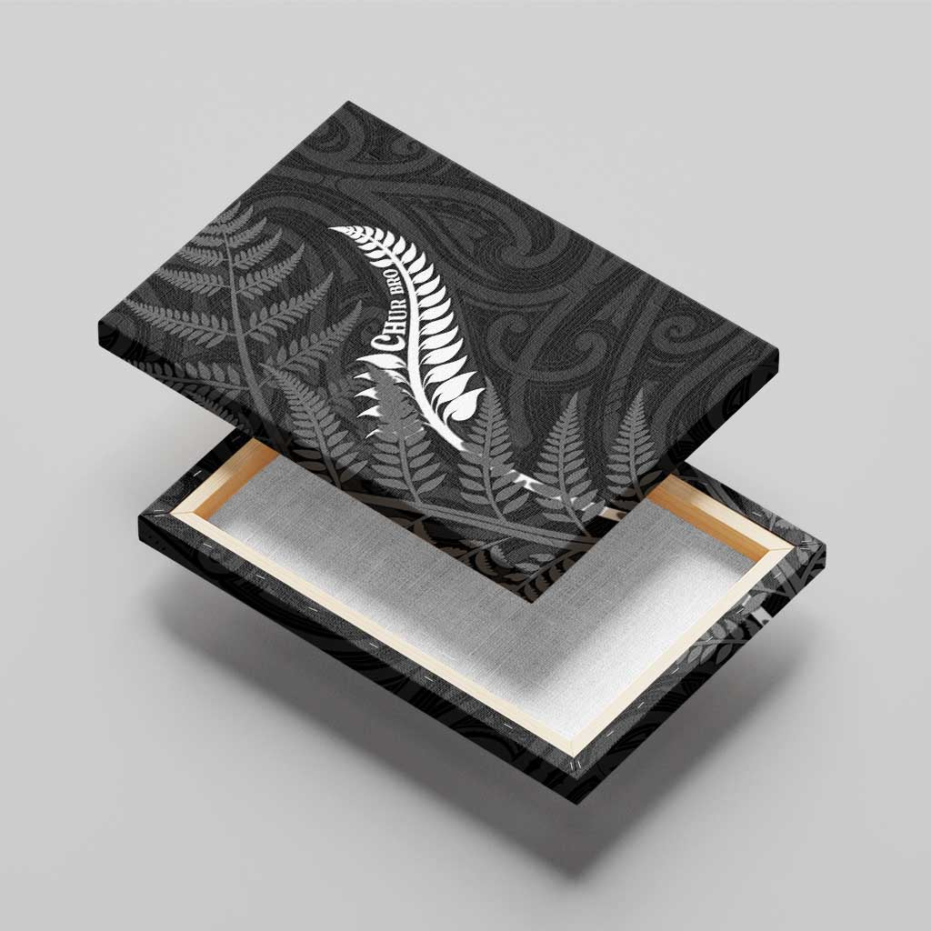 New Zealand Chur Bro Canvas Wall Art Maori Koru With Silver Fern LT05 - Polynesian Pride