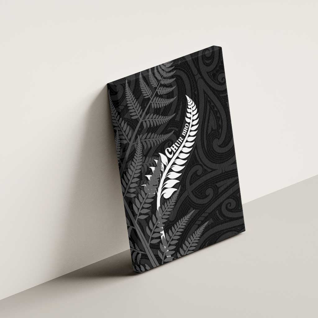 New Zealand Chur Bro Canvas Wall Art Maori Koru With Silver Fern LT05 - Polynesian Pride