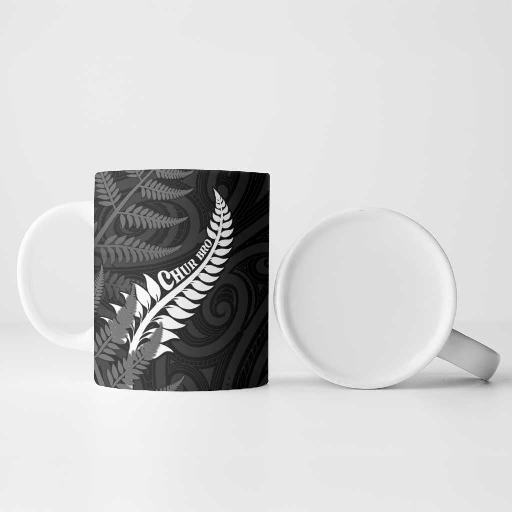 Personalised New Zealand Chur Bro Ceramic Mug Maori Koru With Silver Fern LT05 - Polynesian Pride