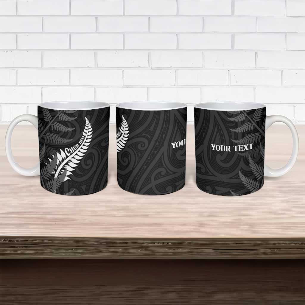 Personalised New Zealand Chur Bro Ceramic Mug Maori Koru With Silver Fern LT05 - Polynesian Pride
