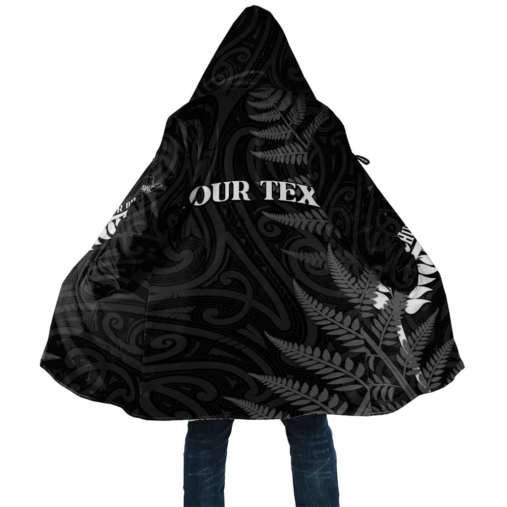 Personalised New Zealand Chur Bro Cloak Maori Koru With Silver Fern LT05 Unisex Black - Polynesian Pride