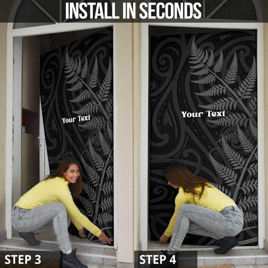 Personalised New Zealand Chur Bro Door Cover Maori Koru With Silver Fern LT05 - Polynesian Pride
