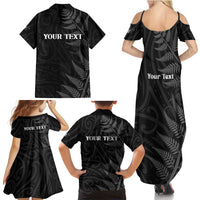 Personalised New Zealand Chur Bro Family Matching Summer Maxi Dress and Hawaiian Shirt Maori Koru With Silver Fern