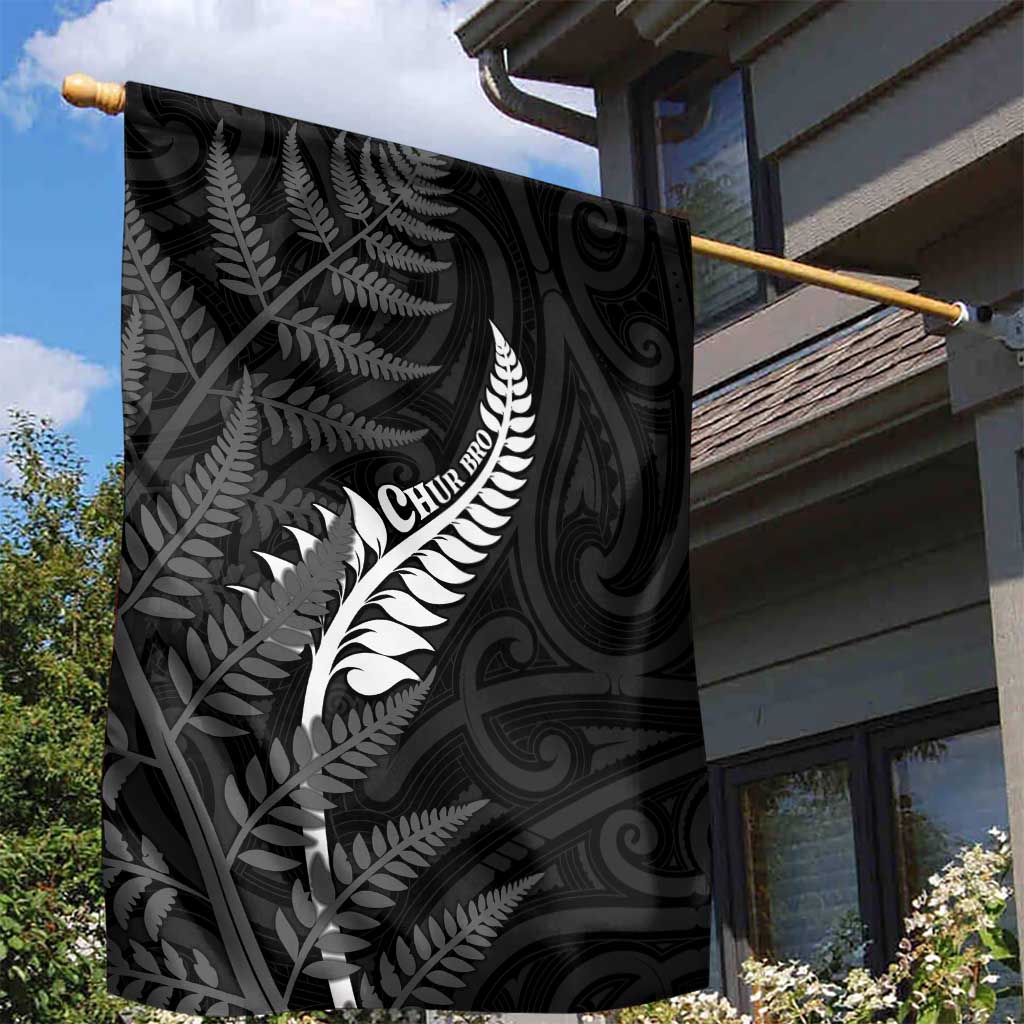 New Zealand Chur Bro Garden Flag Maori Koru With Silver Fern LT05 - Polynesian Pride