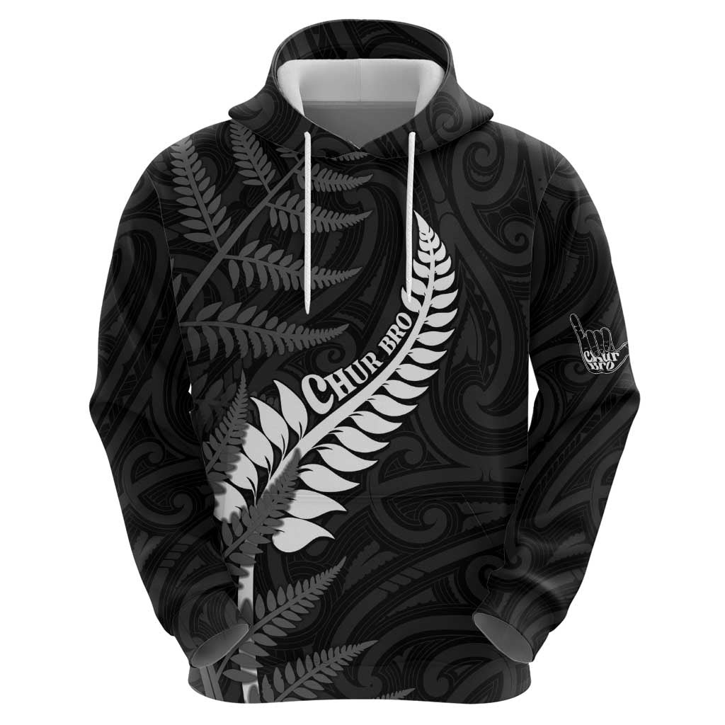Personalised New Zealand Chur Bro Hoodie Maori Koru With Silver Fern