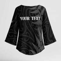 Personalised New Zealand Chur Bro Kimono Sleeve Blouse Maori Koru With Silver Fern LT05 - Polynesian Pride