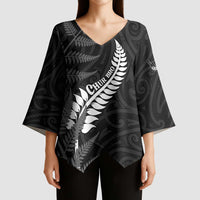 Personalised New Zealand Chur Bro Kimono Sleeve Blouse Maori Koru With Silver Fern LT05 - Polynesian Pride