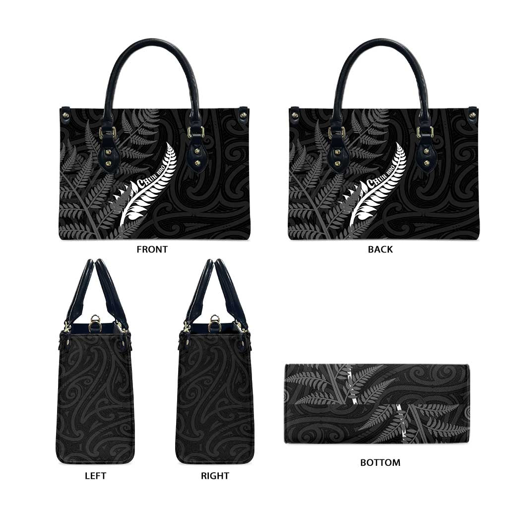 New Zealand Chur Bro Leather Bag Maori Koru With Silver Fern LT05 - Polynesian Pride