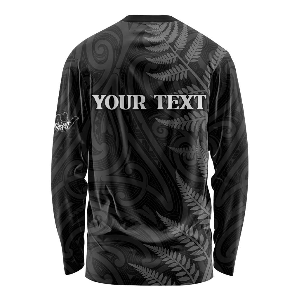 Personalised New Zealand Chur Bro Long Sleeve Shirt Maori Koru With Silver Fern LT05 - Polynesian Pride