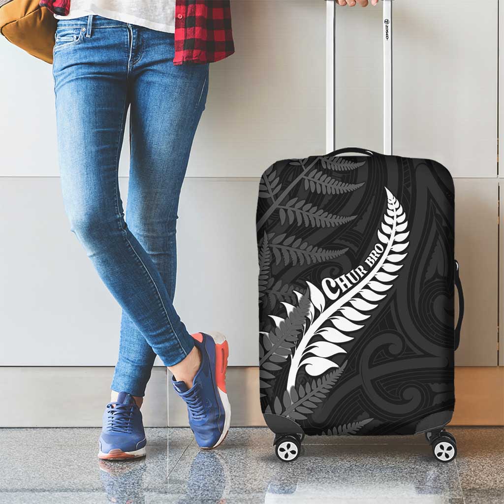 New Zealand Chur Bro Luggage Cover Maori Koru With Silver Fern LT05 - Polynesian Pride