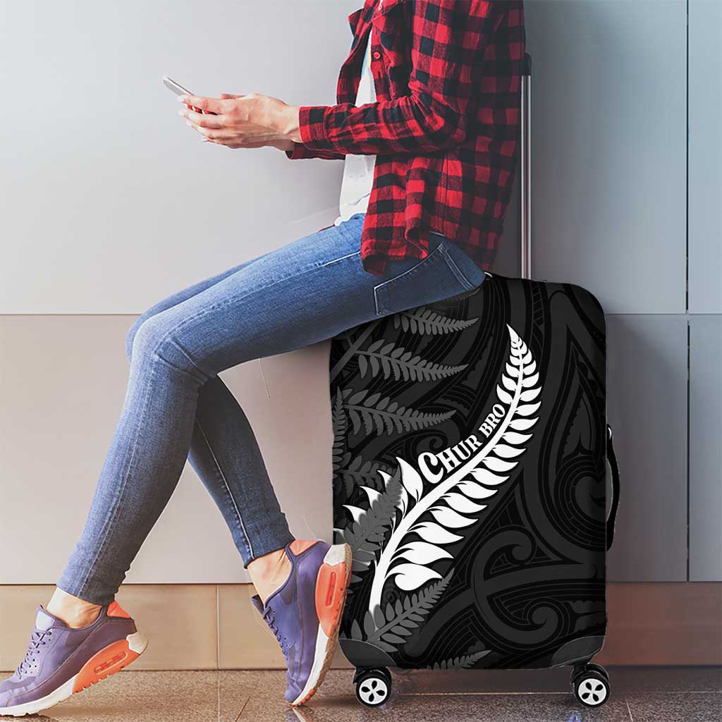 New Zealand Chur Bro Luggage Cover Maori Koru With Silver Fern LT05 - Polynesian Pride