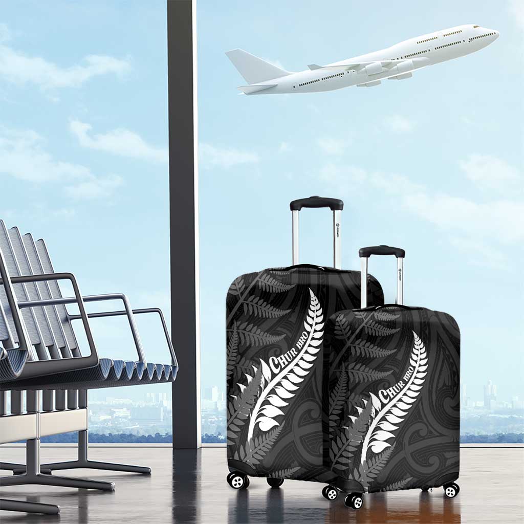 New Zealand Chur Bro Luggage Cover Maori Koru With Silver Fern LT05 - Polynesian Pride