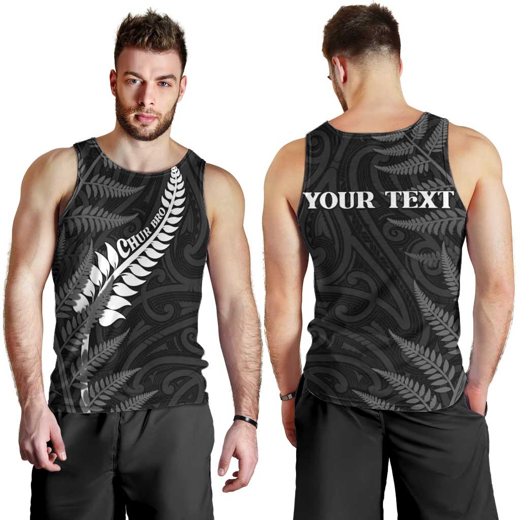 Personalised New Zealand Chur Bro Men Tank Top Maori Koru With Silver Fern LT05 - Polynesian Pride