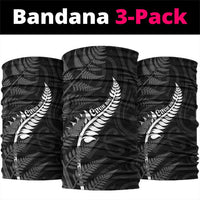 New Zealand Chur Bro Neck Gaiter Maori Koru With Silver Fern LT05 package One Size: 25*50cm Black - Polynesian Pride