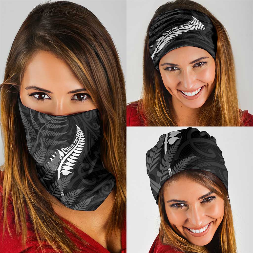 New Zealand Chur Bro Neck Gaiter Maori Koru With Silver Fern LT05 - Polynesian Pride