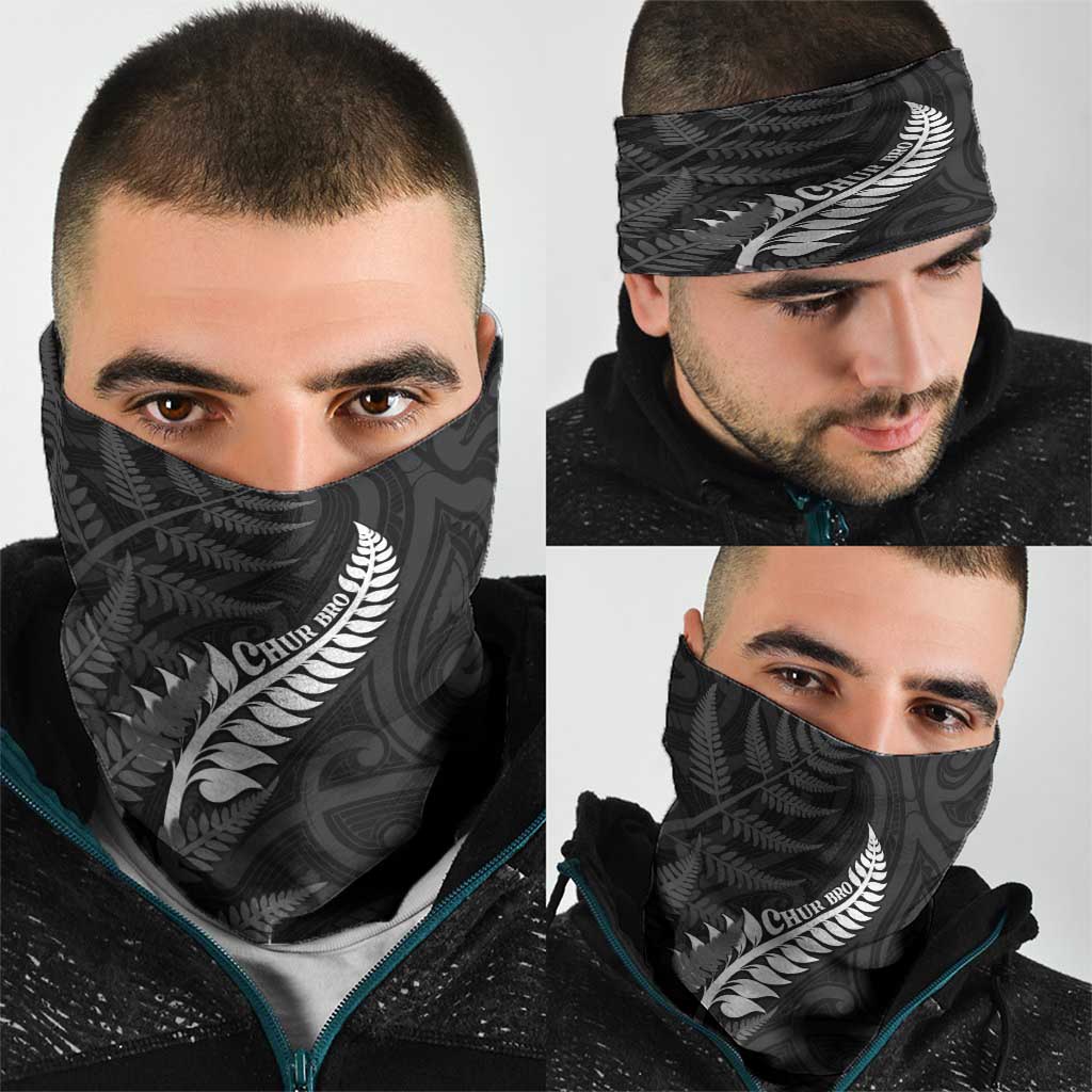 New Zealand Chur Bro Neck Gaiter Maori Koru With Silver Fern LT05 - Polynesian Pride