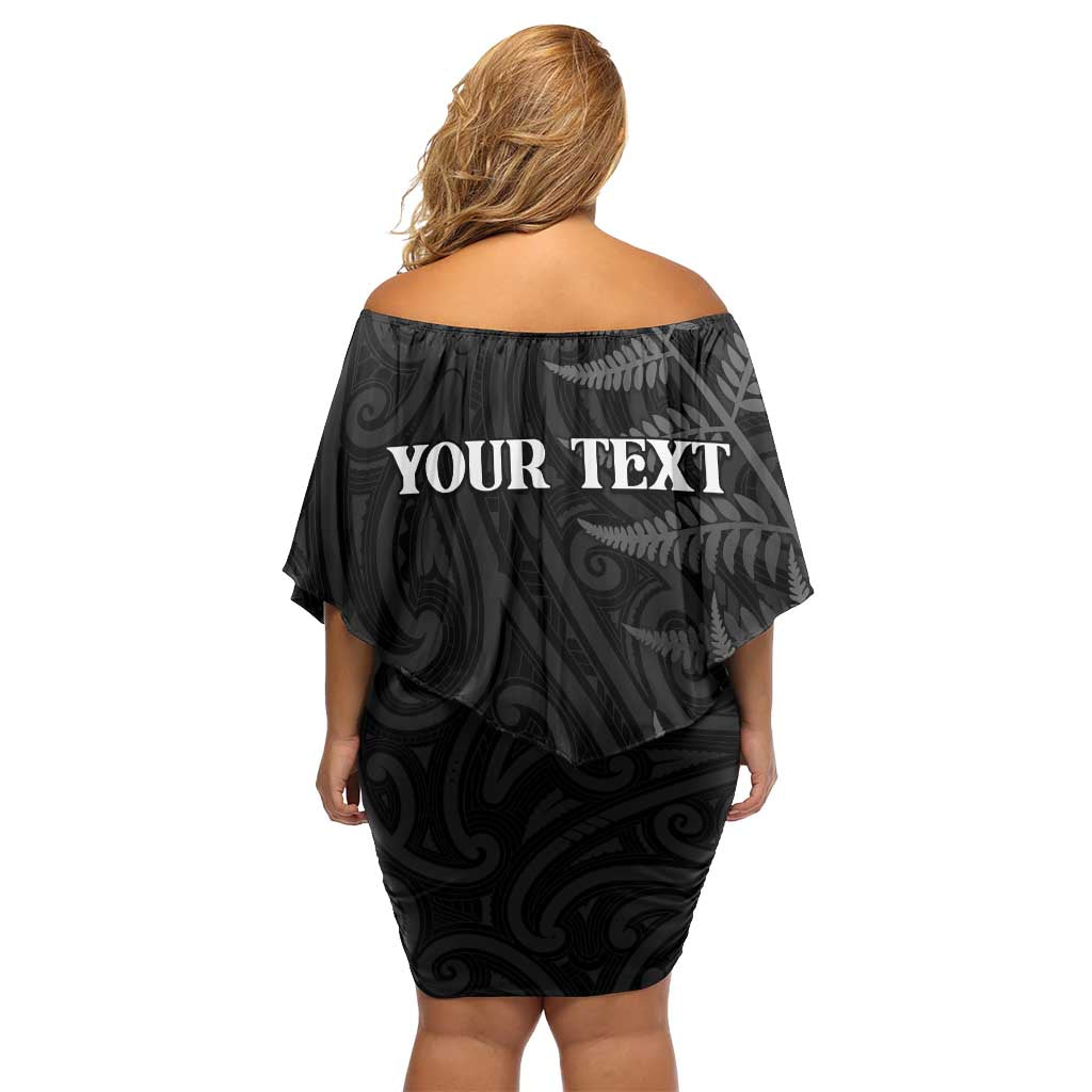Personalised New Zealand Chur Bro Off Shoulder Short Dress Maori Koru With Silver Fern