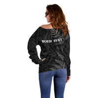 Personalised New Zealand Chur Bro Off Shoulder Sweater Maori Koru With Silver Fern LT05 - Polynesian Pride
