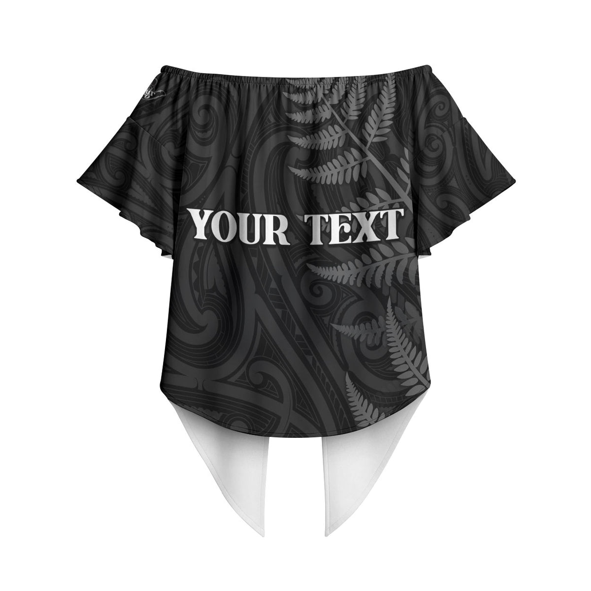Personalised New Zealand Chur Bro Off Shoulder Wrap Waist Top Maori Koru With Silver Fern LT05 - Polynesian Pride