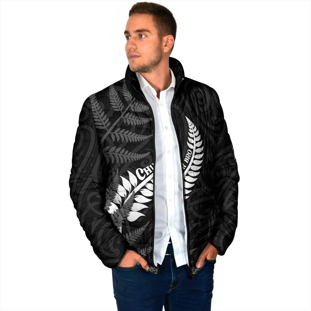 Personalised New Zealand Chur Bro Padded Jacket Maori Koru With Silver Fern LT05 - Polynesian Pride