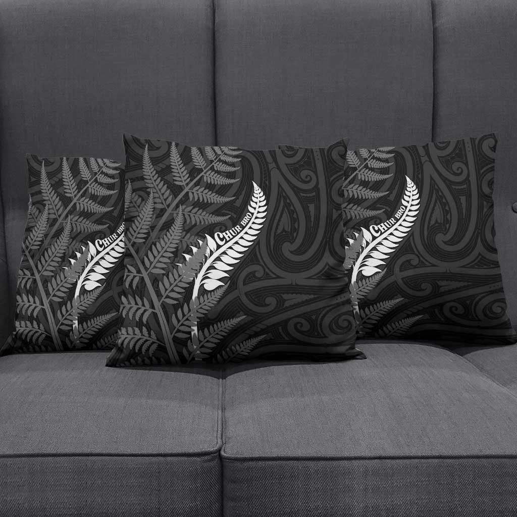 New Zealand Chur Bro Pillow Cover Maori Koru With Silver Fern LT05 - Polynesian Pride