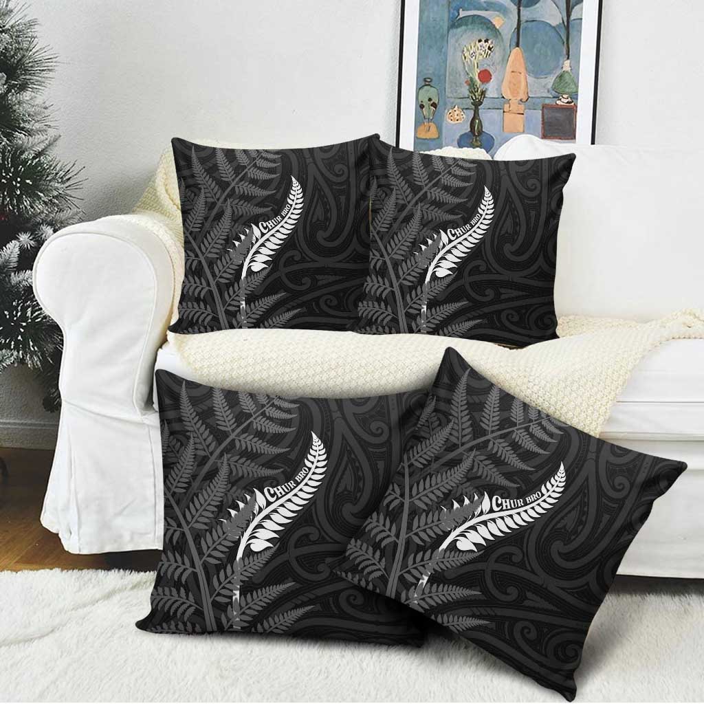 New Zealand Chur Bro Pillow Cover Maori Koru With Silver Fern LT05 - Polynesian Pride