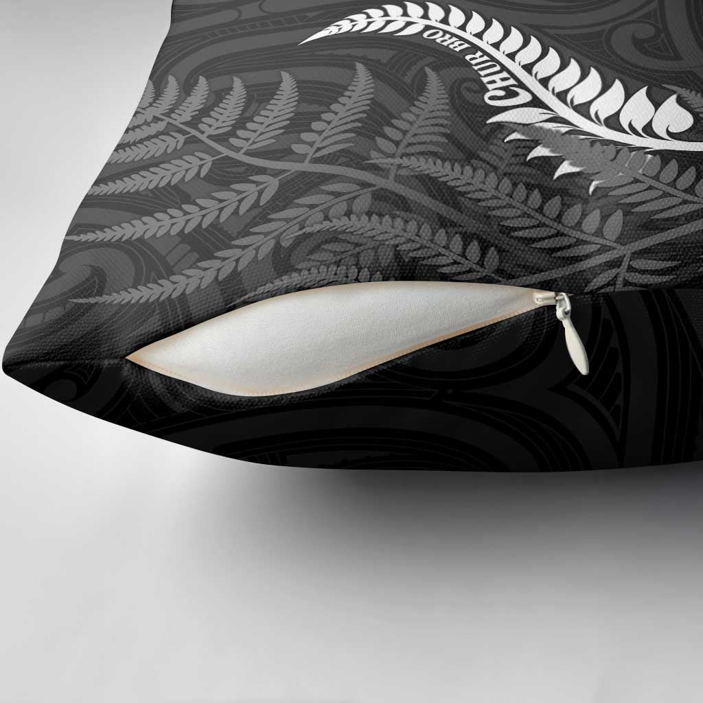 New Zealand Chur Bro Pillow Cover Maori Koru With Silver Fern LT05 - Polynesian Pride