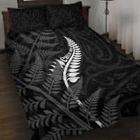 New Zealand Chur Bro Quilt Bed Set Maori Koru With Silver Fern LT05 Black - Polynesian Pride