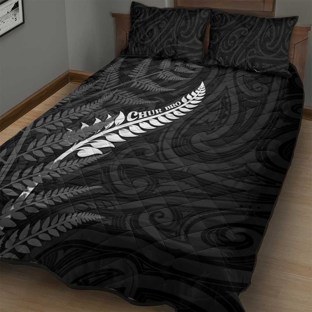New Zealand Chur Bro Quilt Bed Set Maori Koru With Silver Fern LT05 - Polynesian Pride