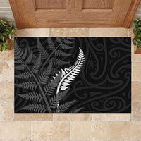 New Zealand Chur Bro Rubber Doormat Maori Koru With Silver Fern LT05 Black - Polynesian Pride