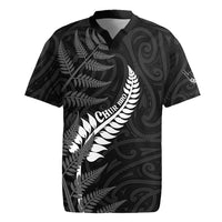 Personalised New Zealand Chur Bro Rugby Jersey Maori Koru With Silver Fern LT05 Black - Polynesian Pride