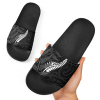 New Zealand Chur Bro Slide Sandals Maori Koru With Silver Fern LT05 - Polynesian Pride