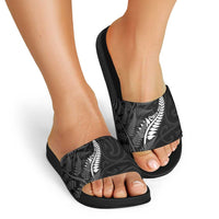 New Zealand Chur Bro Slide Sandals Maori Koru With Silver Fern LT05 - Polynesian Pride