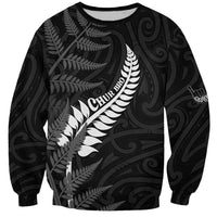 Personalised New Zealand Chur Bro Sweatshirt Maori Koru With Silver Fern LT05 Unisex Black - Polynesian Pride