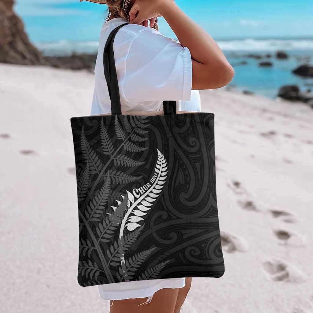 New Zealand Chur Bro Tote Bag Maori Koru With Silver Fern LT05 - Polynesian Pride