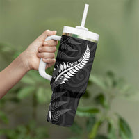 Personalised New Zealand Chur Bro Tumbler With Handle Maori Koru With Silver Fern LT05 - Polynesian Pride