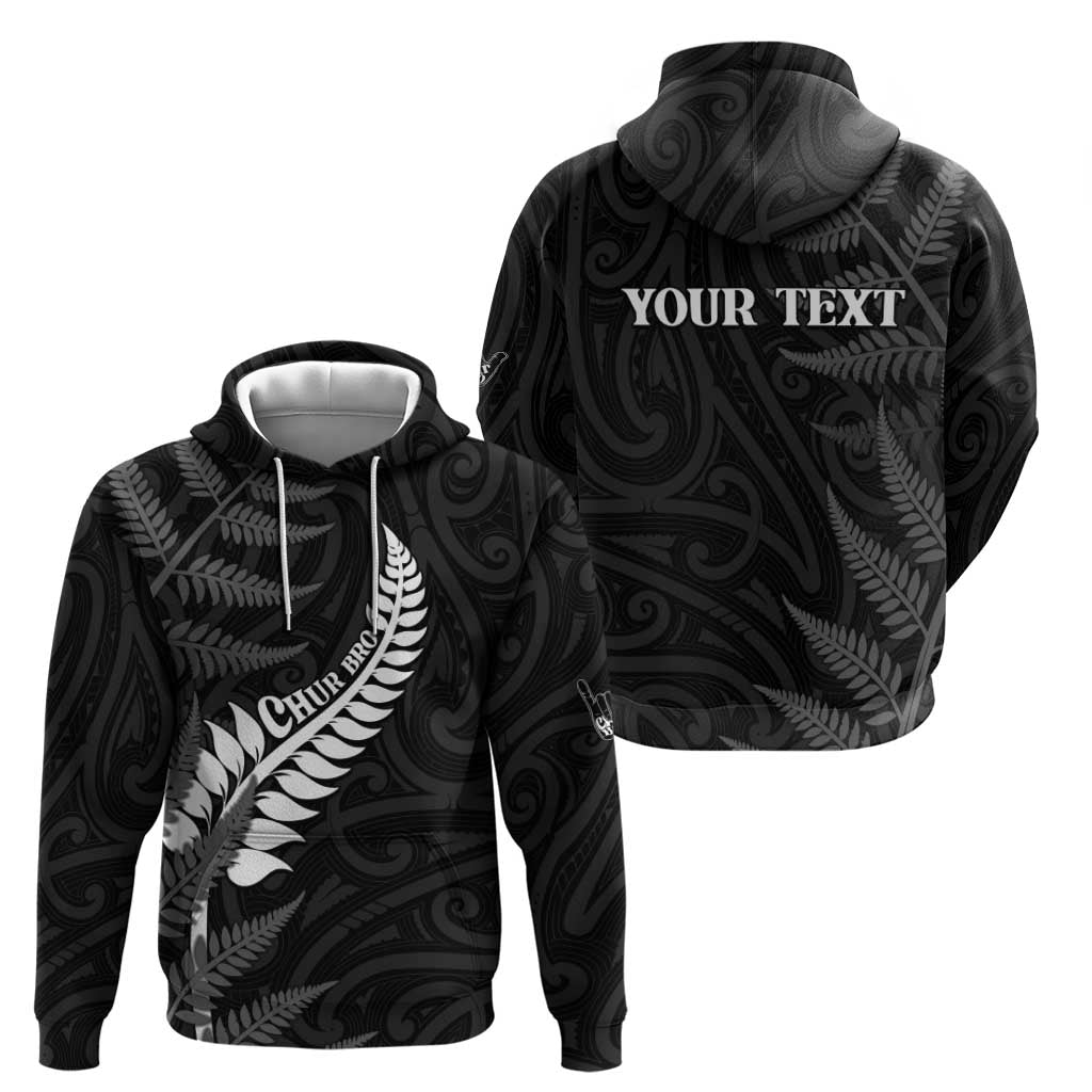 Personalised New Zealand Chur Bro Zip Hoodie Maori Koru With Silver Fern LT05 - Polynesian Pride