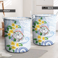 Northern Mariana Islands Chamorro Laundry Basket Plumeria Curves Style White Version LT05 - Polynesian Pride
