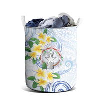 Northern Mariana Islands Chamorro Laundry Basket Plumeria Curves Style White Version LT05 - Polynesian Pride