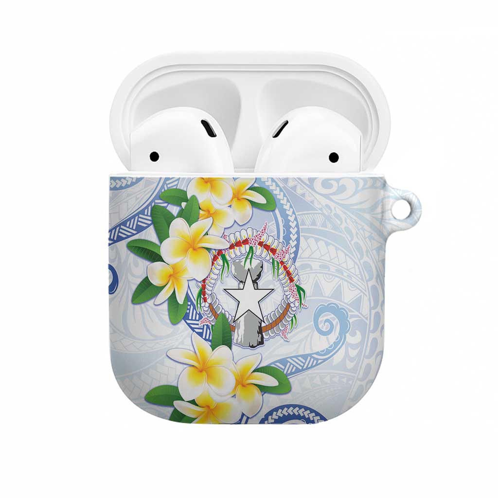 Northern Mariana Islands Chamorro AirPods Case Plumeria Curves Style White Version