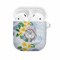 Northern Mariana Islands Chamorro AirPods Case Plumeria Curves Style White Version LT05 White - Polynesian Pride