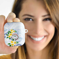 Northern Mariana Islands Chamorro AirPods Case Plumeria Curves Style White Version LT05 - Polynesian Pride