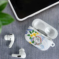 Northern Mariana Islands Chamorro AirPods Case Plumeria Curves Style White Version LT05 - Polynesian Pride