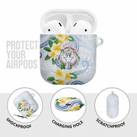Northern Mariana Islands Chamorro AirPods Case Plumeria Curves Style White Version LT05 - Polynesian Pride